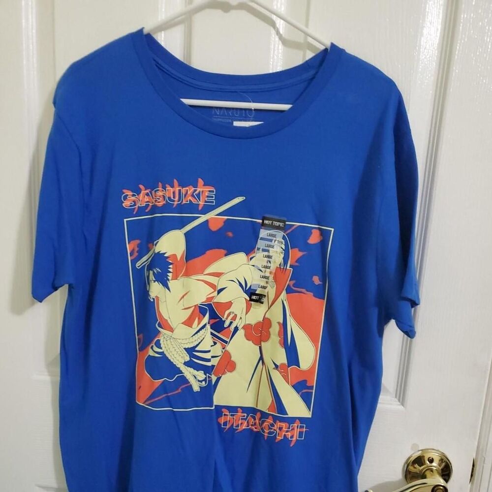 NEW Battle of Brothers Naruto Shippuden Collection Blue Short Sleeve Tee L
